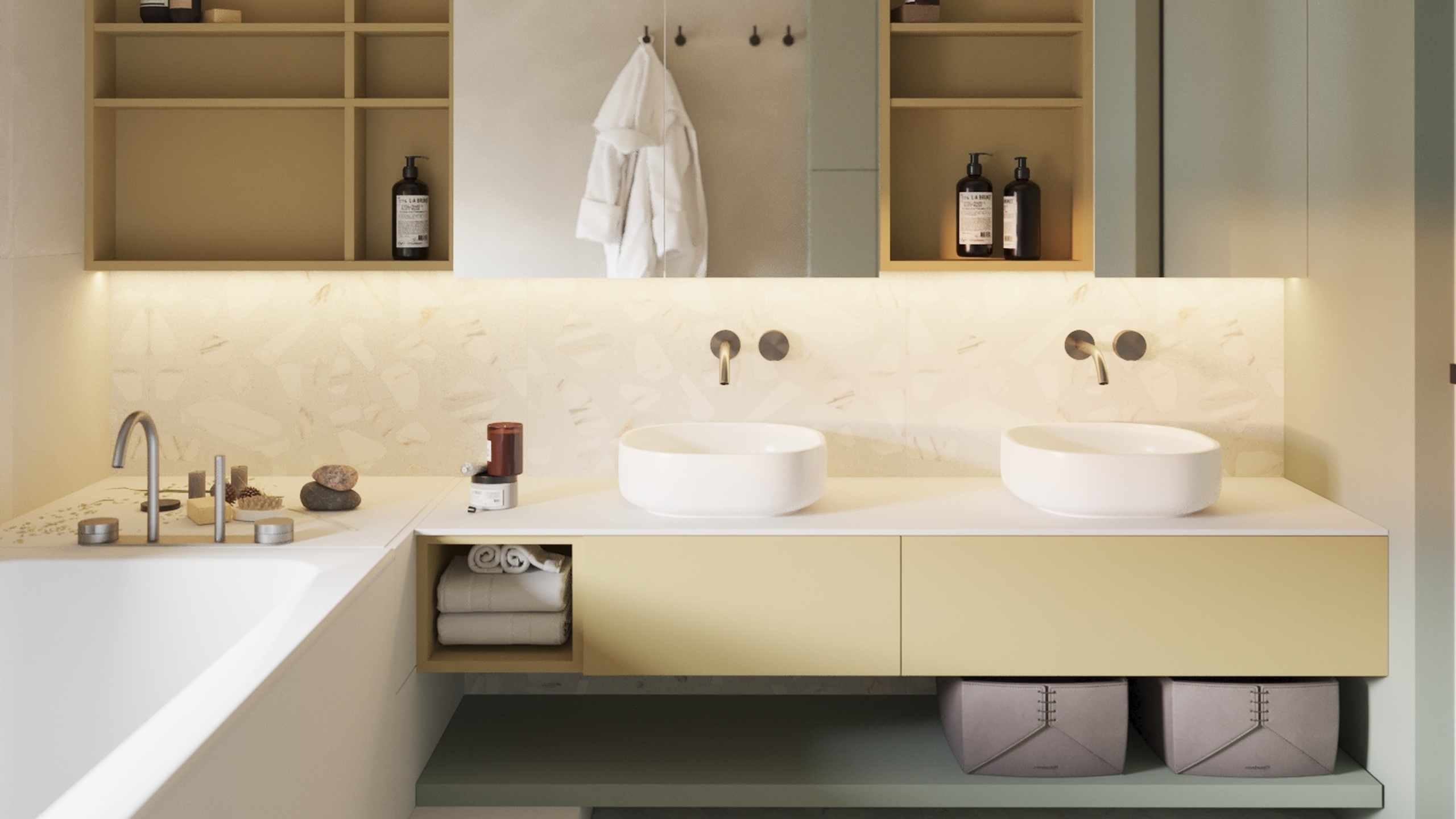 Ванная комната в лимонном свете от Михаила Зимина