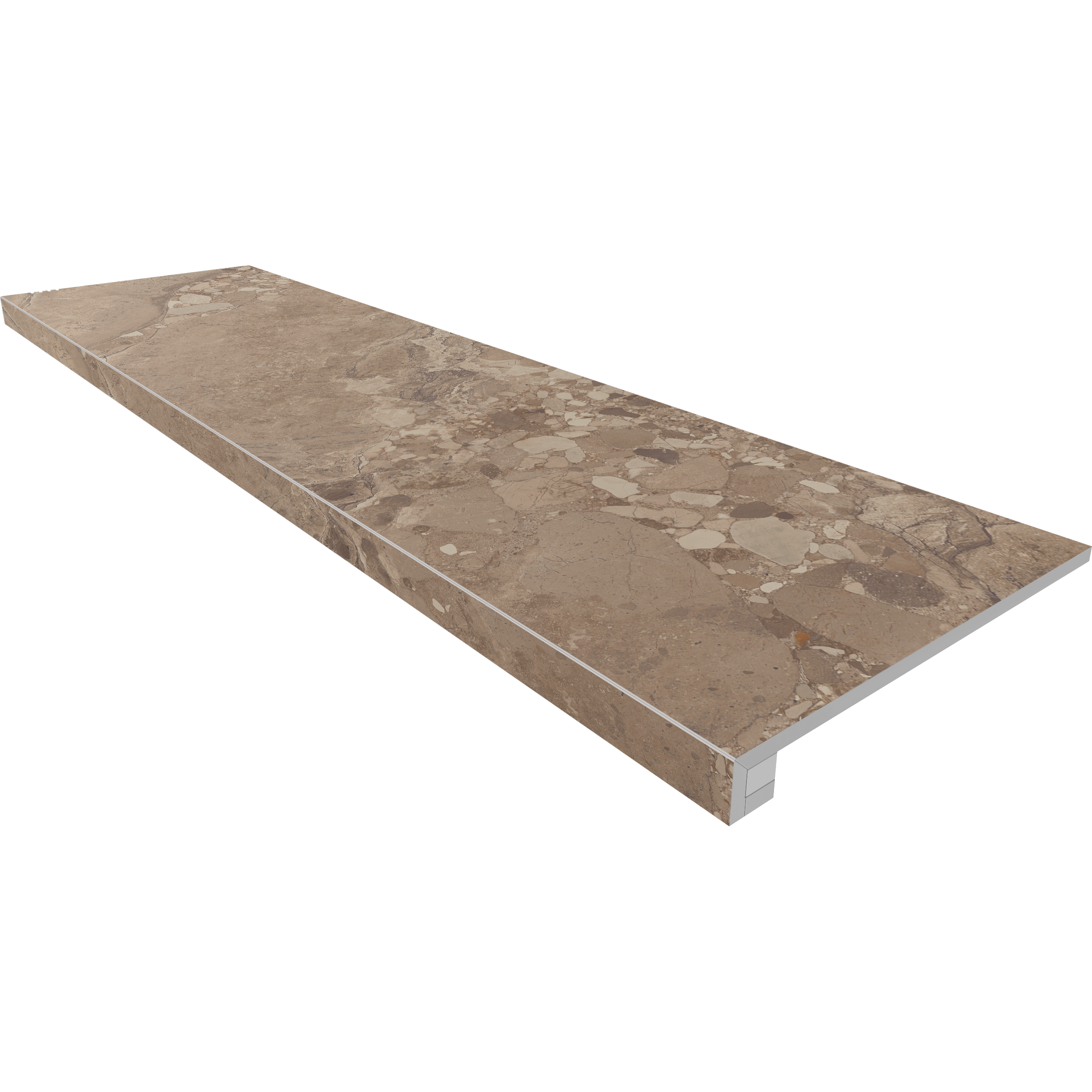 Комплект (Ступень OM03 (33x120) непол. (прямоугол. бортик) без насечек + Подступенок (14,5x120))