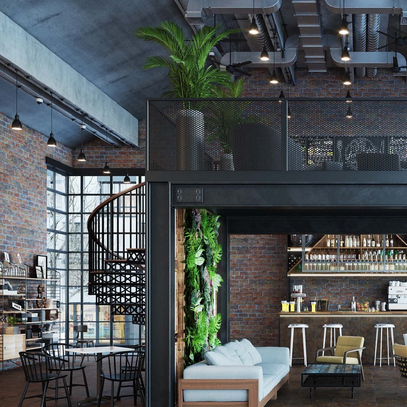 Оформление гостиной в стиле лофт