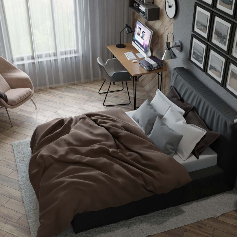 Спальня в темных тонах