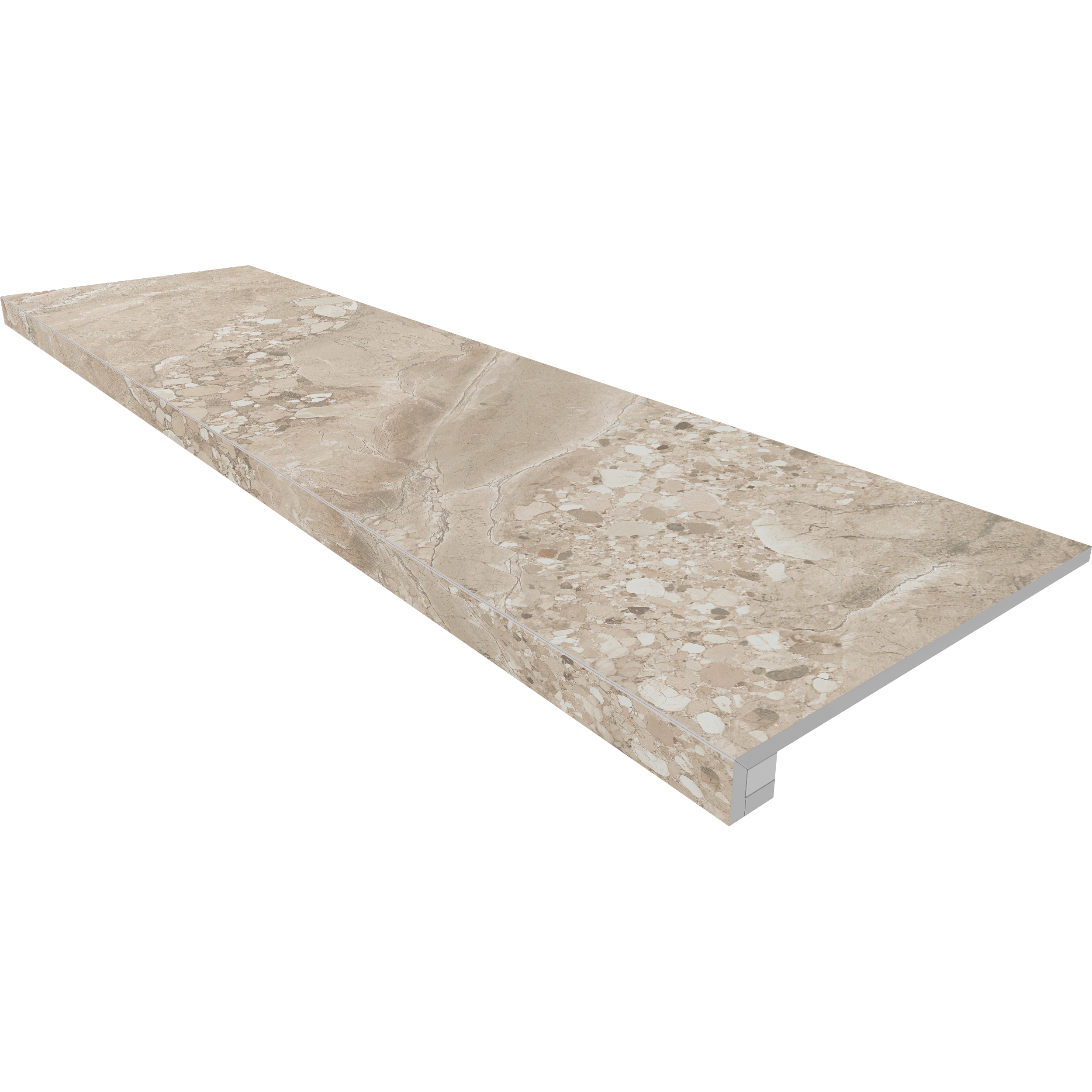 Комплект (Ступень OM02 (33x120) непол. (прямоугол. бортик) без насечек + Подступенок (14,5x120))