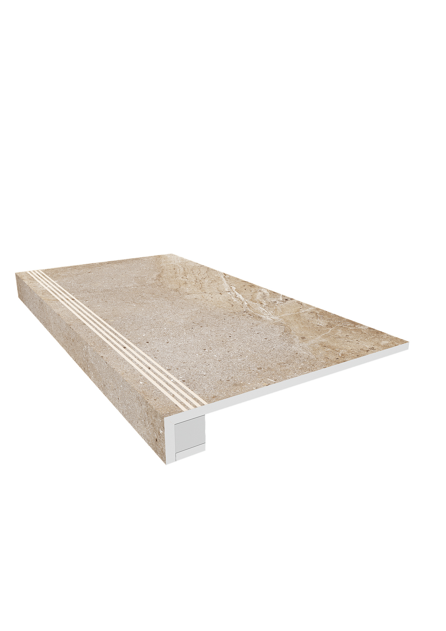 Плитка из керамогранита комплект (ступень ka03  (33x120) непол. (прямоугол. бортик) с насечками + подступенок (14,5x120))